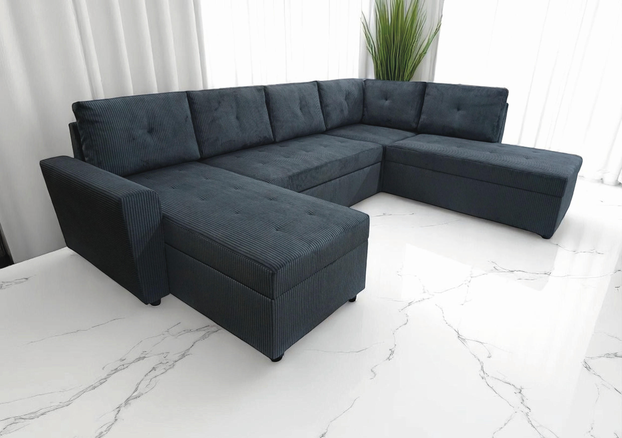 WOHNLANDSCHAFT TERMOLI Anthrazit Cord  - Anthrazit/Schwarz, Design, Kunststoff/Textil (155/297/212cm) - MID.YOU