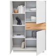 HIGHBOARD Weiß, Eichefarben  101/150/42 cm  - Eichefarben/Weiß, Design, Glas/Holz (101/150/42cm) - Novel