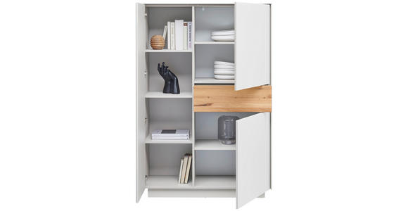 HIGHBOARD Weiß, Eichefarben 101/150/42 cm - Eichefarben/Weiß, Design, Glas/Holz (101/150/42cm) - Novel