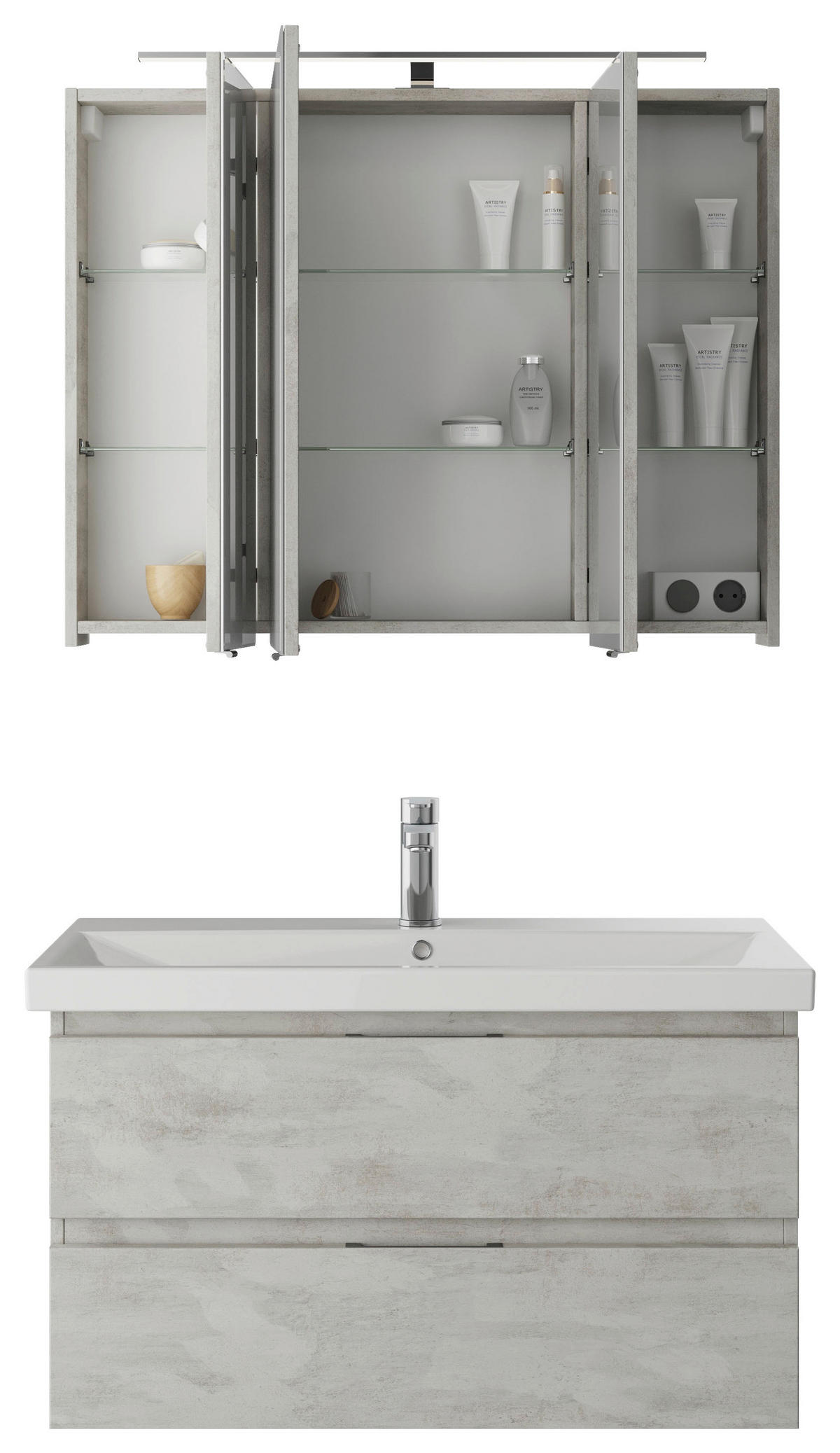 BADEZIMMER  in 90 cm  - Weiß/Grau, KONVENTIONELL, Holzwerkstoff (90cm) - Pelipal