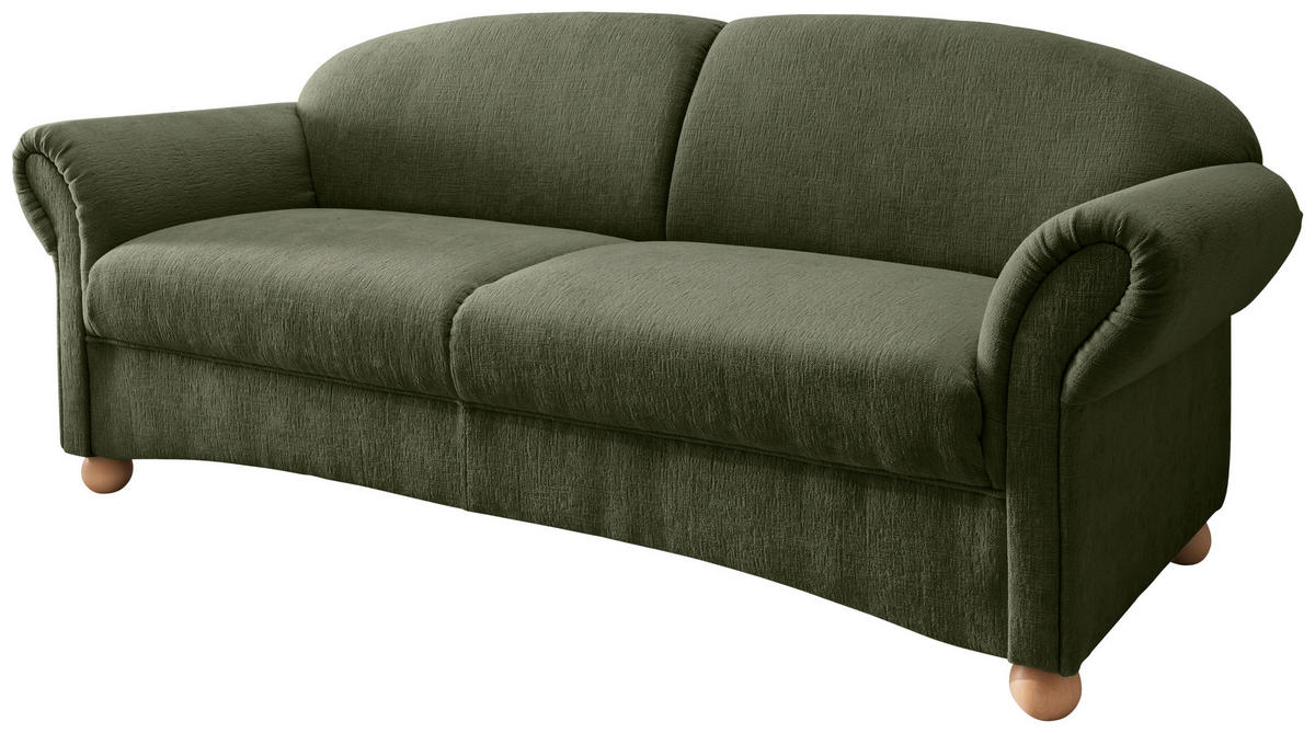 2,5-SITZER in Mikrofaser Grün  - Wildeiche/Grün, Konventionell, Holz/Textil (198/84/80cm) - Livetastic