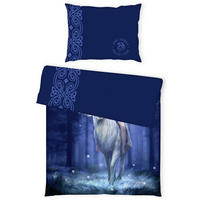 JUGENDBETTWÄSCHE 140/200 cm  - Weiß/Dunkelblau, KONVENTIONELL, Textil (140/200cm)