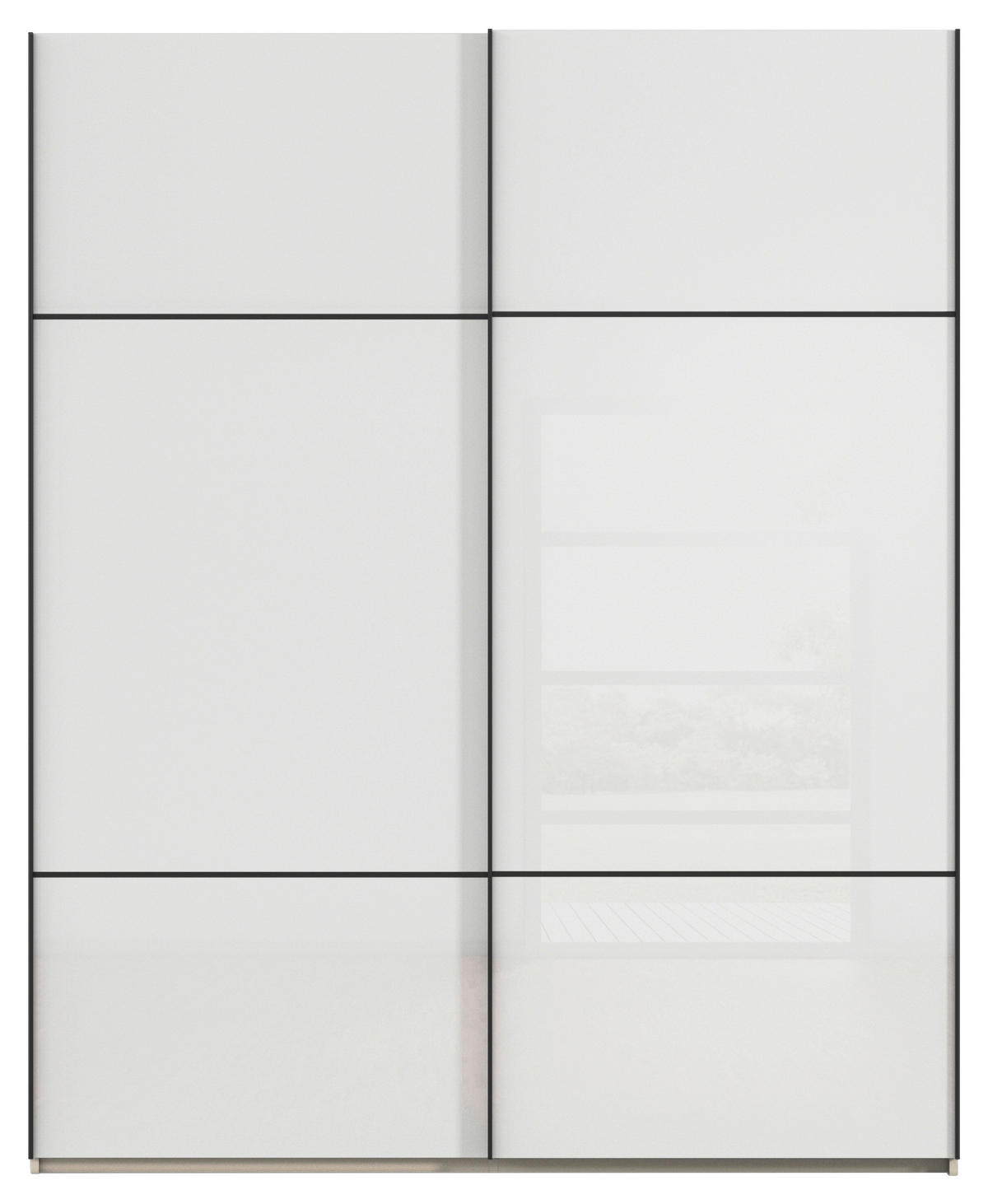 SCHWEBETÜRENSCHRANK 162/223/68 cm 2-türig Weiß, Champagner  - Champagner/Schwarz, KONVENTIONELL, Glas/Holzwerkstoff (162/223/68cm) - Novel
