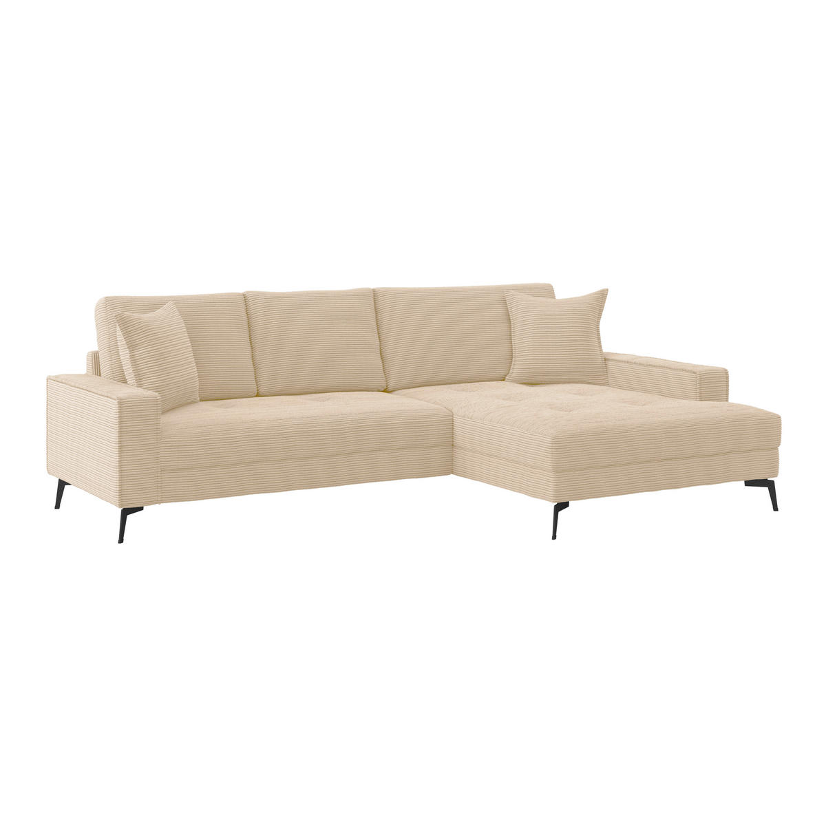 ECKSOFA ZERO Creme Cord Zierkissen, Rückenkissen  - Creme/Schwarz, Trend, Textil/Metall (286/173cm) - Livetastic
