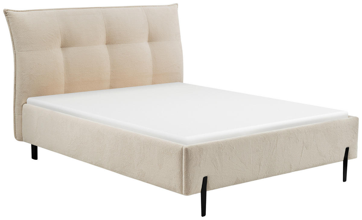 ČALÚNENÁ POSTEĽ, 180/200 cm, krémová - čierna/krémová, Modern, kov/drevo (180/200cm) - MID.YOU