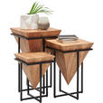 BEISTELLTISCH 41/41/66 cm Akazie massiv Naturfarben, Schwarz quadratisch  - Schwarz/Naturfarben, Trend, Holz/Metall (41/41/66cm) - Ambia Home