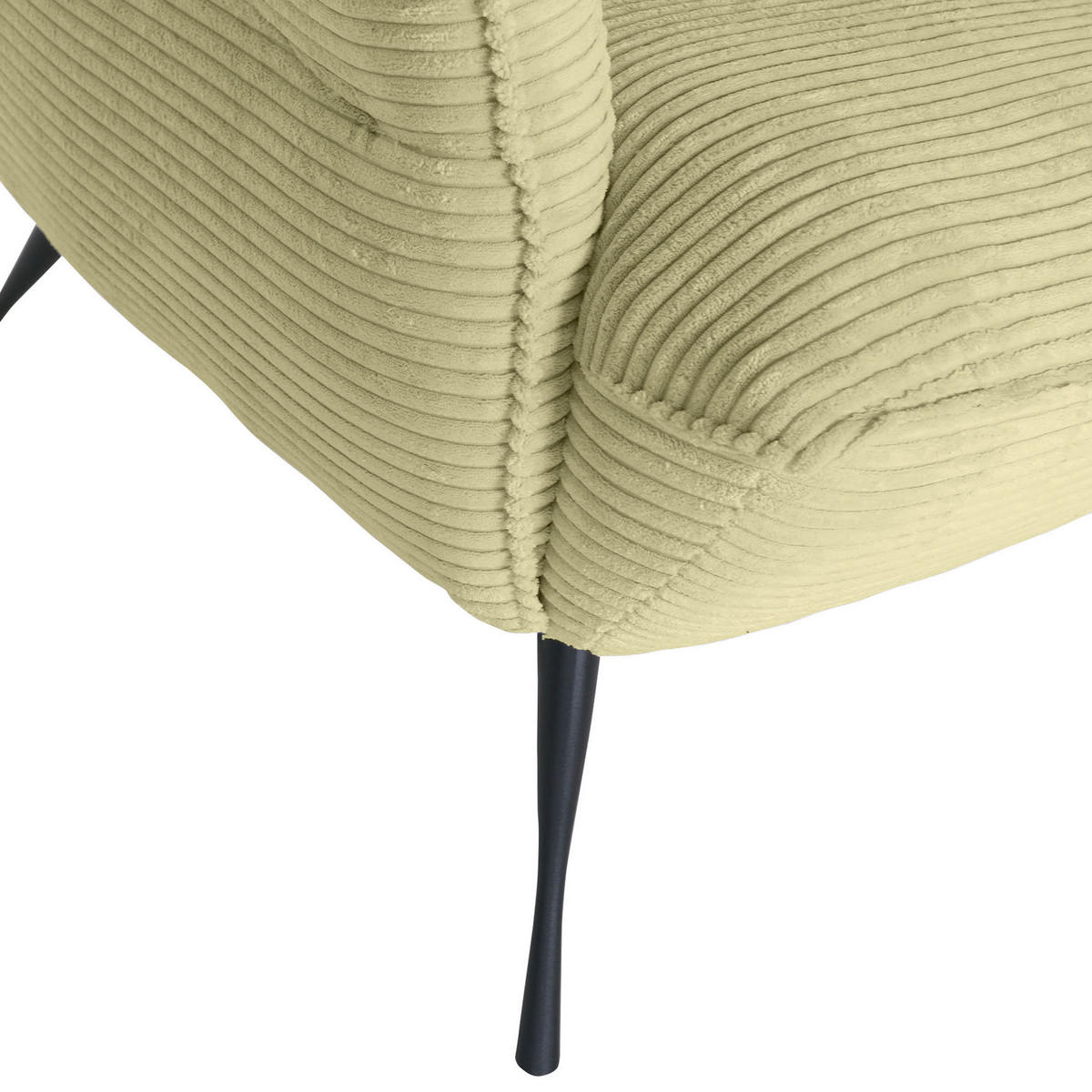 OHRENSESSEL in Cord Hellgrün  - Schwarz/Hellgrün, KONVENTIONELL, Textil/Metall (83/110/92cm) - MID.YOU