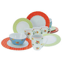 KOMBISERVICE Blau, Gelb, Grün, Rot, Weiß 16-teilig 4 Personen  - Blau/Gelb, Keramik (32/31,5/33cm) - Creatable