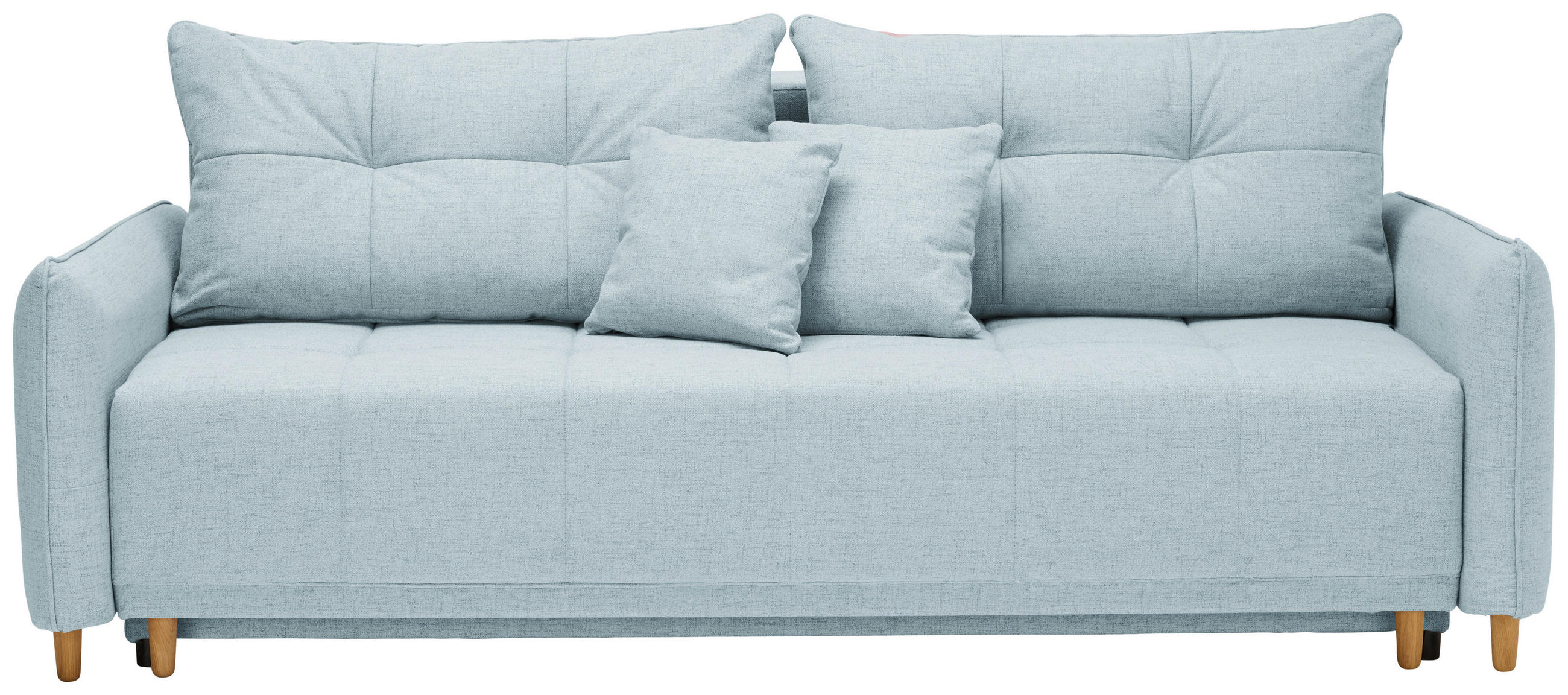 SCHLAFSOFA Webstoff Hellblau  - Eichefarben/Hellblau, Design, Holz/Textil (227/98/113cm) - Carryhome