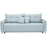 SCHLAFSOFA Webstoff Hellblau  - Eichefarben/Hellblau, Design, Holz/Textil (227/98/113cm) - Carryhome