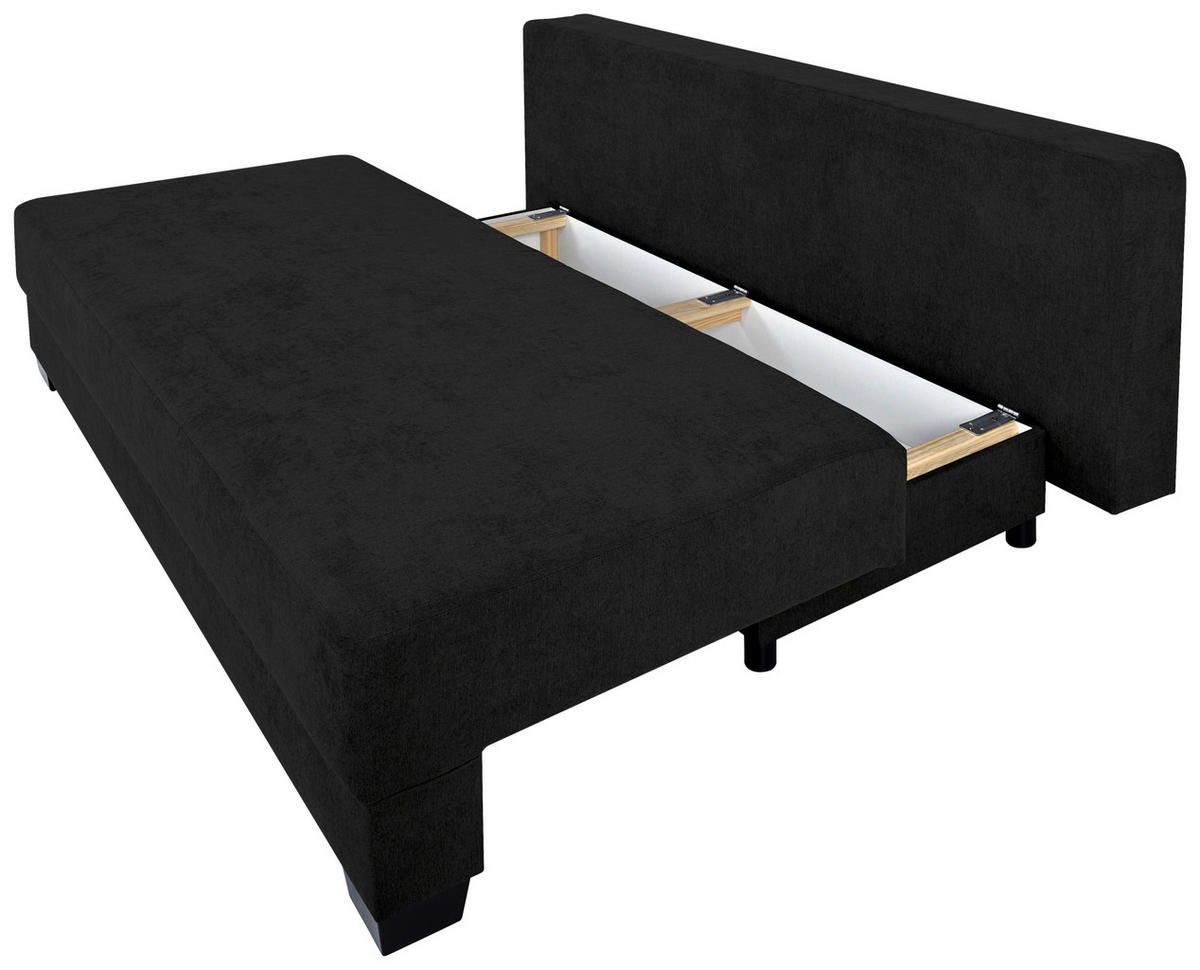 Canapea Boxspring, textil, material pe bază de lemn, negru - negru/gri, Design, plastic/textil (200/90/110cm) - P & B