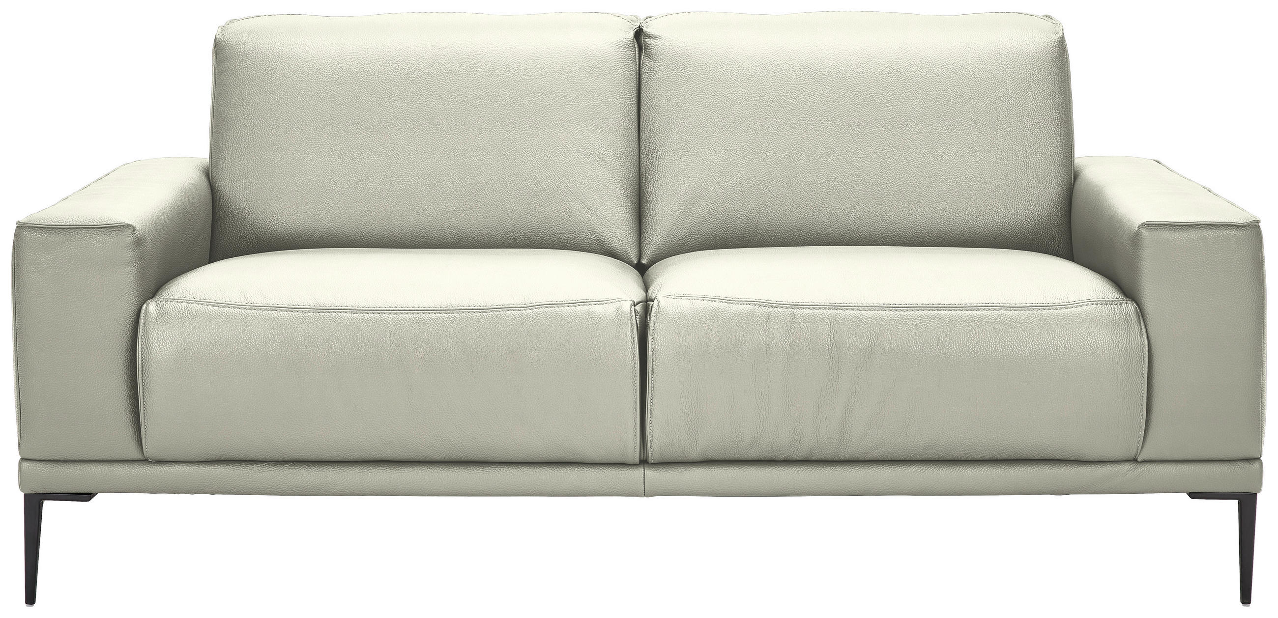2-SITZER-SOFA Echtleder Weiss  - Weiss/Schwarz, Design, Leder/Metall (180/82/92cm) - Johann Jakob