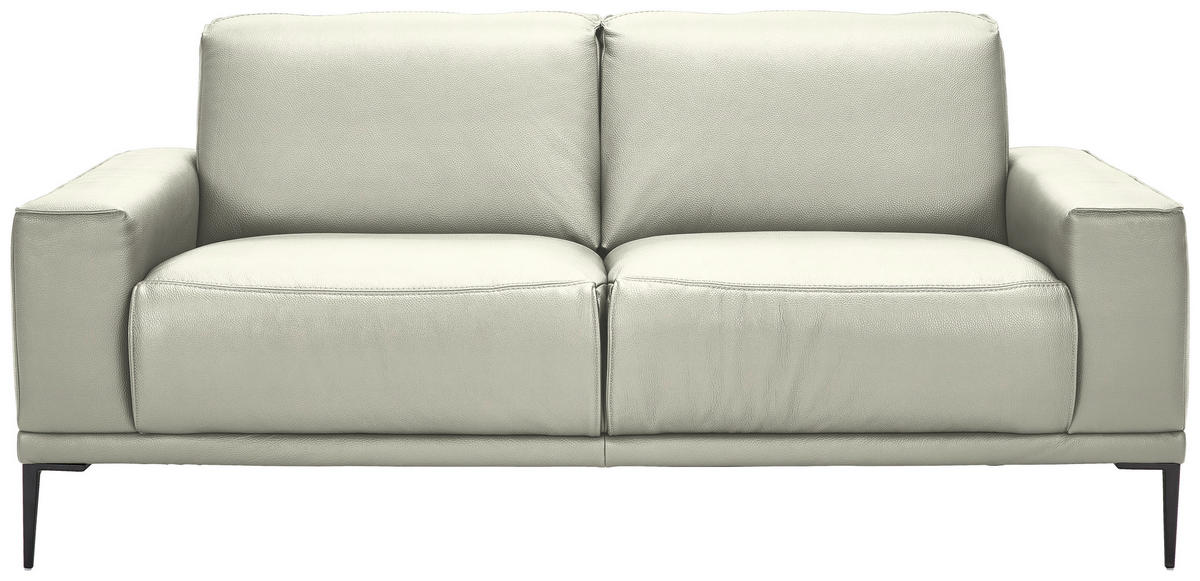 2-SITZER-SOFA Echtleder Weiss  - Weiss/Schwarz, Design, Leder/Metall (180/82/92cm) - Johann Jakob