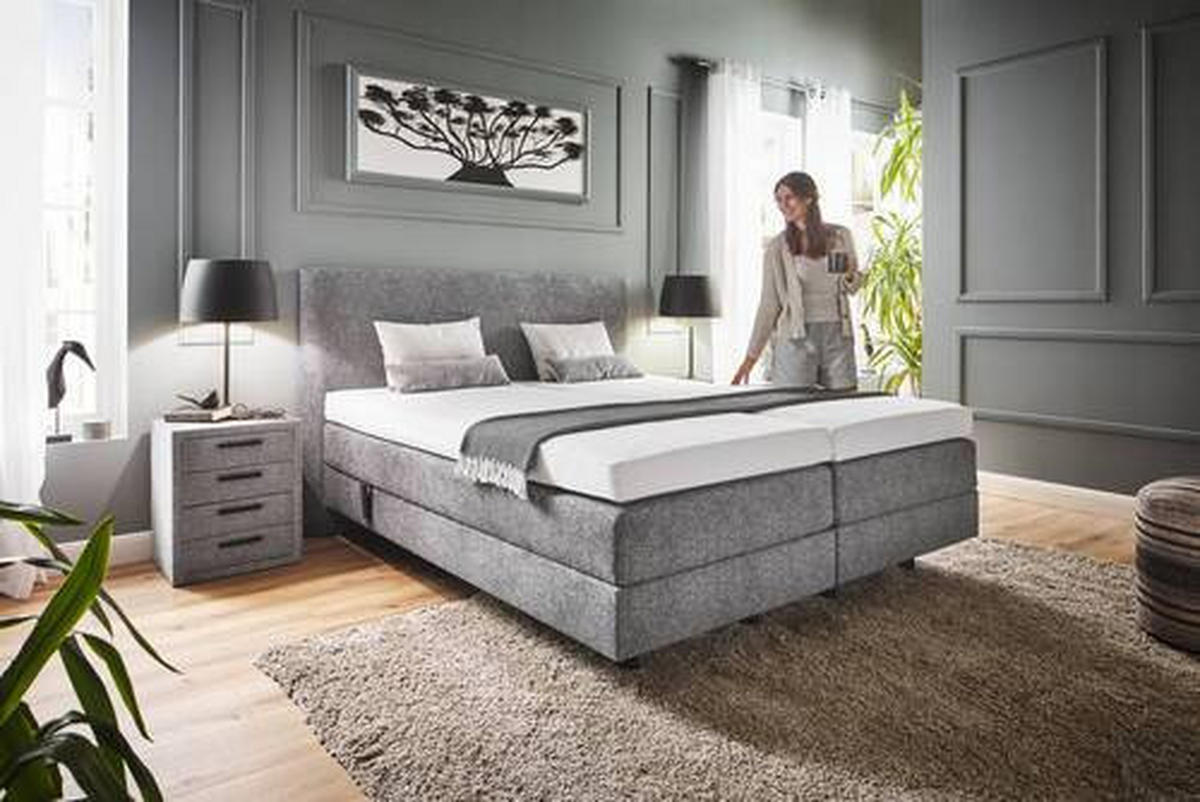 BOXSPRINGBETT 160/200 cm  in Grau  - Grau, KONVENTIONELL, Holz/Textil (160/200cm) - Dieter Knoll
