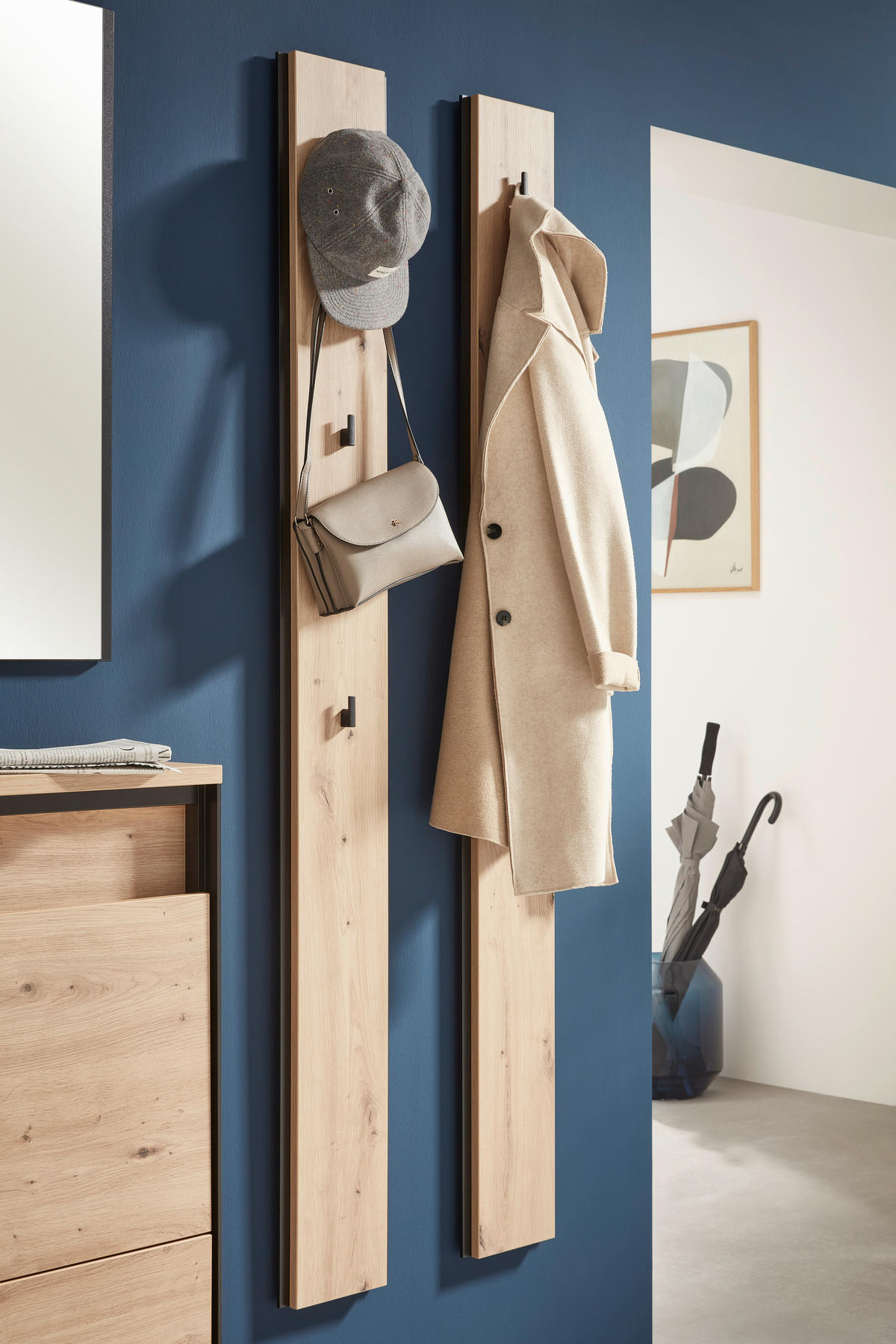 GARDEROBE 4-teilig  in 180/190/24,3 cm  - Schwarz/Eiche Artisan, KONVENTIONELL, Glas/Holzwerkstoff (180/190/24,3cm) - Voleo