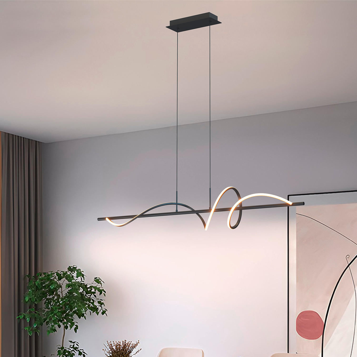 LED-PENDELLEUCHTE TWIST 110/18/150 cm   - Schwarz, Design, Metall (110/18/150cm)