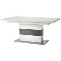ESSTISCH Grau, Silberfarben, Weiß rechteckig  ausziehbar  - Silberfarben/Weiß, Design, Holzwerkstoff (180/100/77cm) - Livetastic