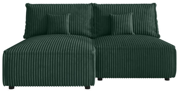 ECKSOFA Dunkelgrün Cord Zierkissen, Rückenkissen, Schlaffunktion, Rücken echt  - Dunkelgrün/Schwarz, MODERN, Kunststoff/Textil (153/200cm) - Xora