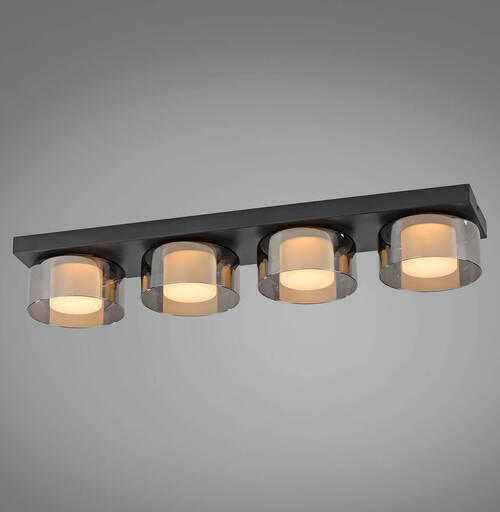 STROPNÍ LED SVÍTIDLO, 70/15/10 cm - černá, Design, kov/plast (70/15/10cm) - Paul Neuhaus