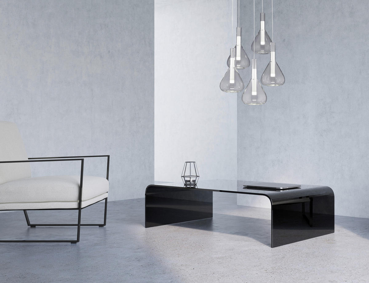 LED-HÄNGELEUCHTE 55/200 cm  - Transparent/Weiß, Design, Glas/Metall (55/200cm) - Cinque