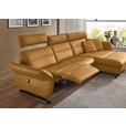 ECKSOFA in Echtleder Currygelb  300/157 cm  - Currygelb/Schwarz, Design, Leder/Metall (300/157cm) - Dieter Knoll