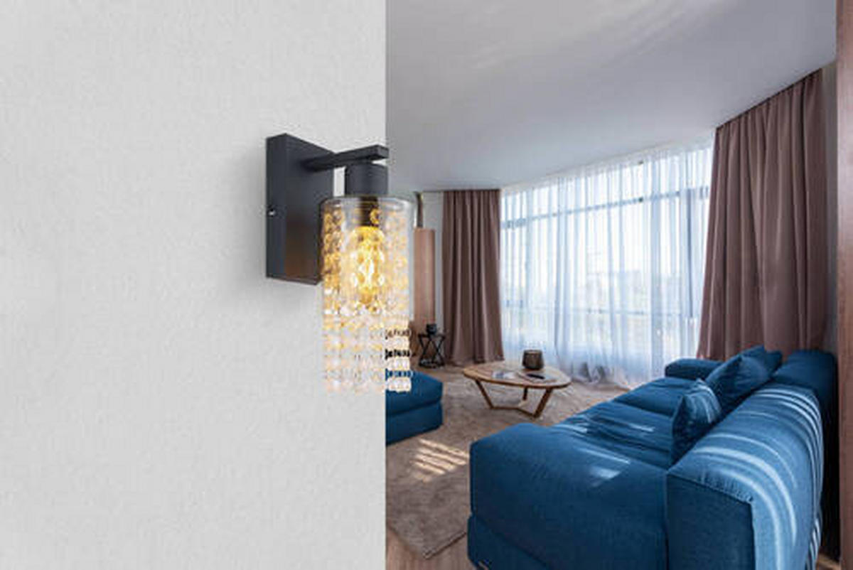 Aplică De Perete - străveziu/negru, Konventionell, sticlă/metal (10/15/27cm) - Globo