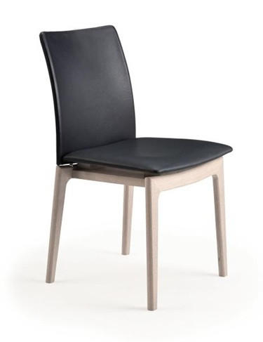 STOL  läderutbud, tygutbud   svart, ek Bianco  - ek Bianco/svart, Design, trä (45/88/54cm) - Skovby