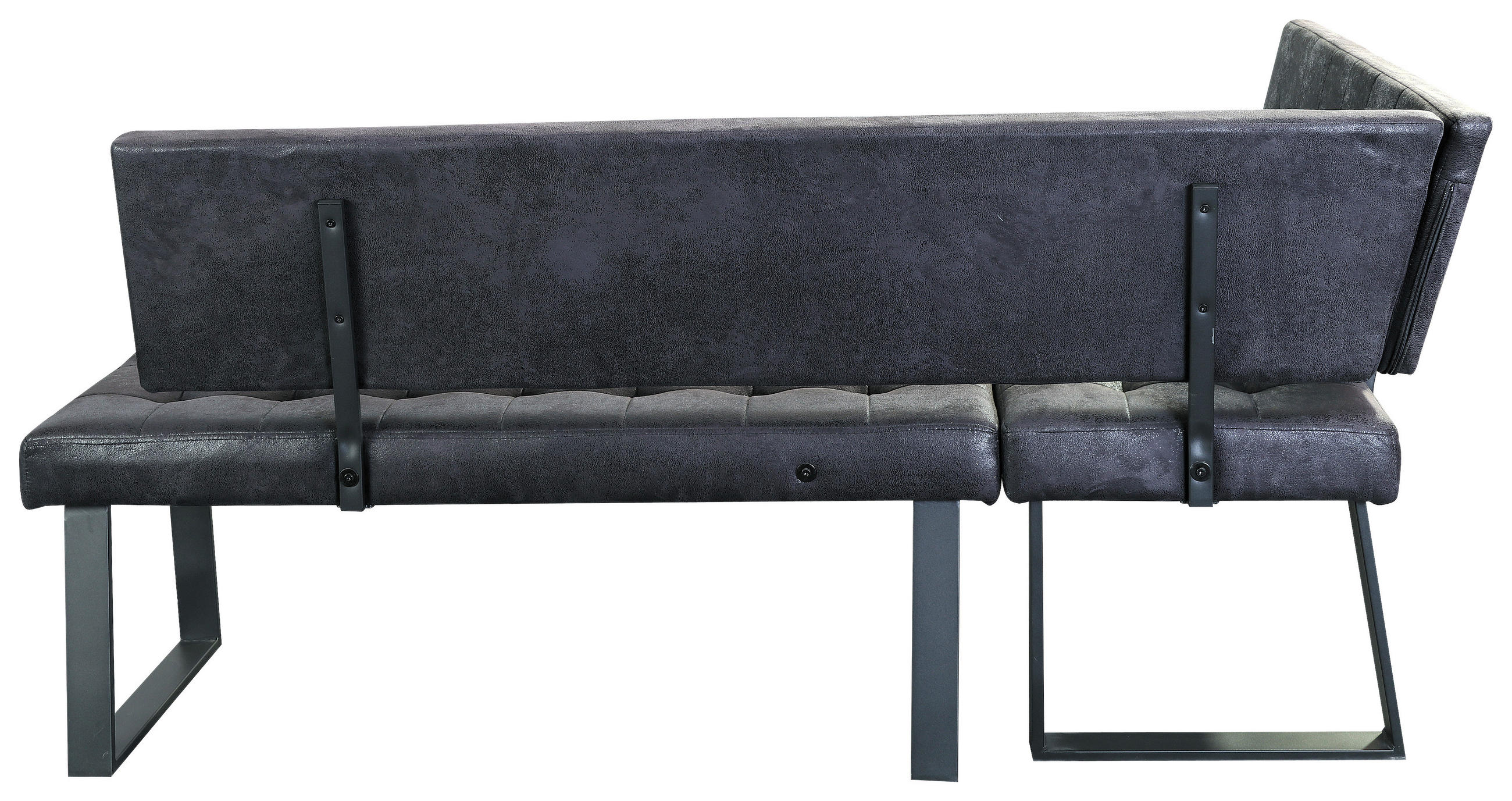 ECKBANK 134/185 cm Webstoff Schwarz - Schwarz, MODERN, Textil/Metall (134/185cm) - MID.YOU