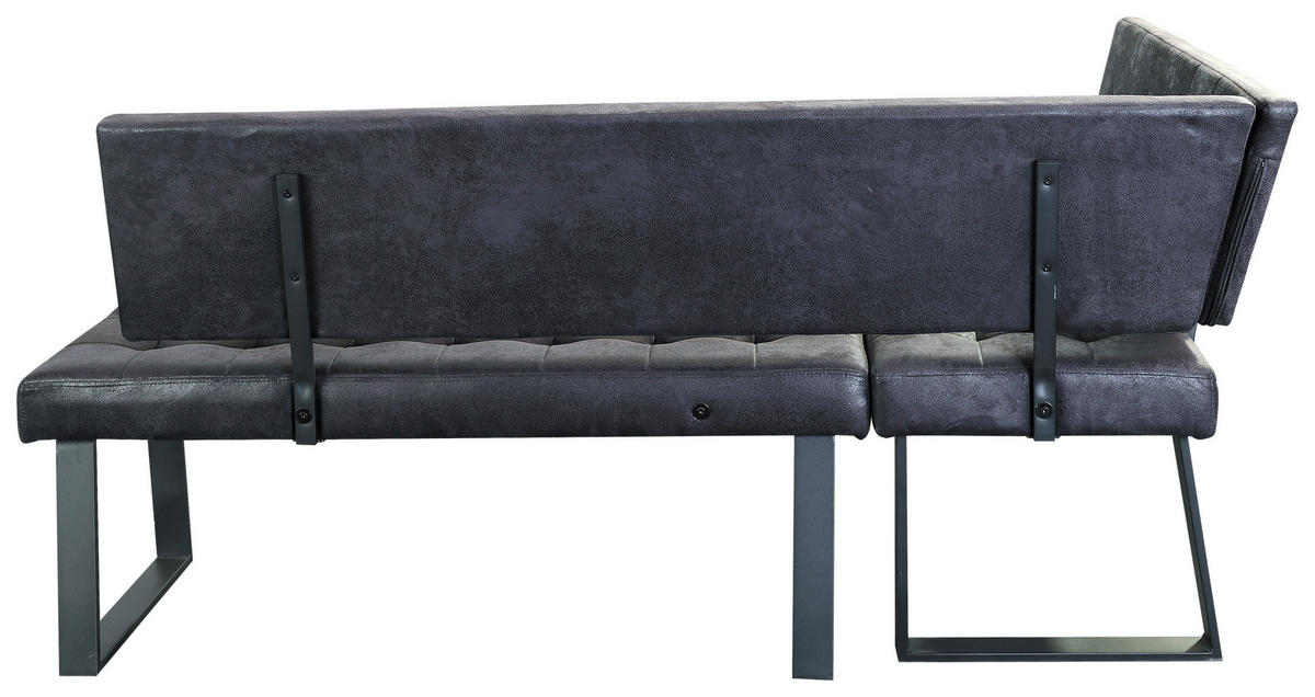 ECKBANK in Metall, Textil Schwarz  - Schwarz, Modern, Textil/Metall (134/185cm) - MID.YOU