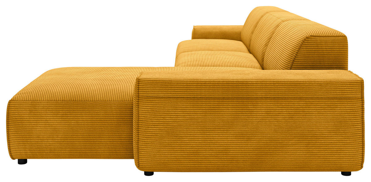 ECKSOFA 9125 Goldfarben, Gelb Cord  - Gelb/Goldfarben, Design, Kunststoff/Textil (300/189cm) - Pure Home Lifestyle