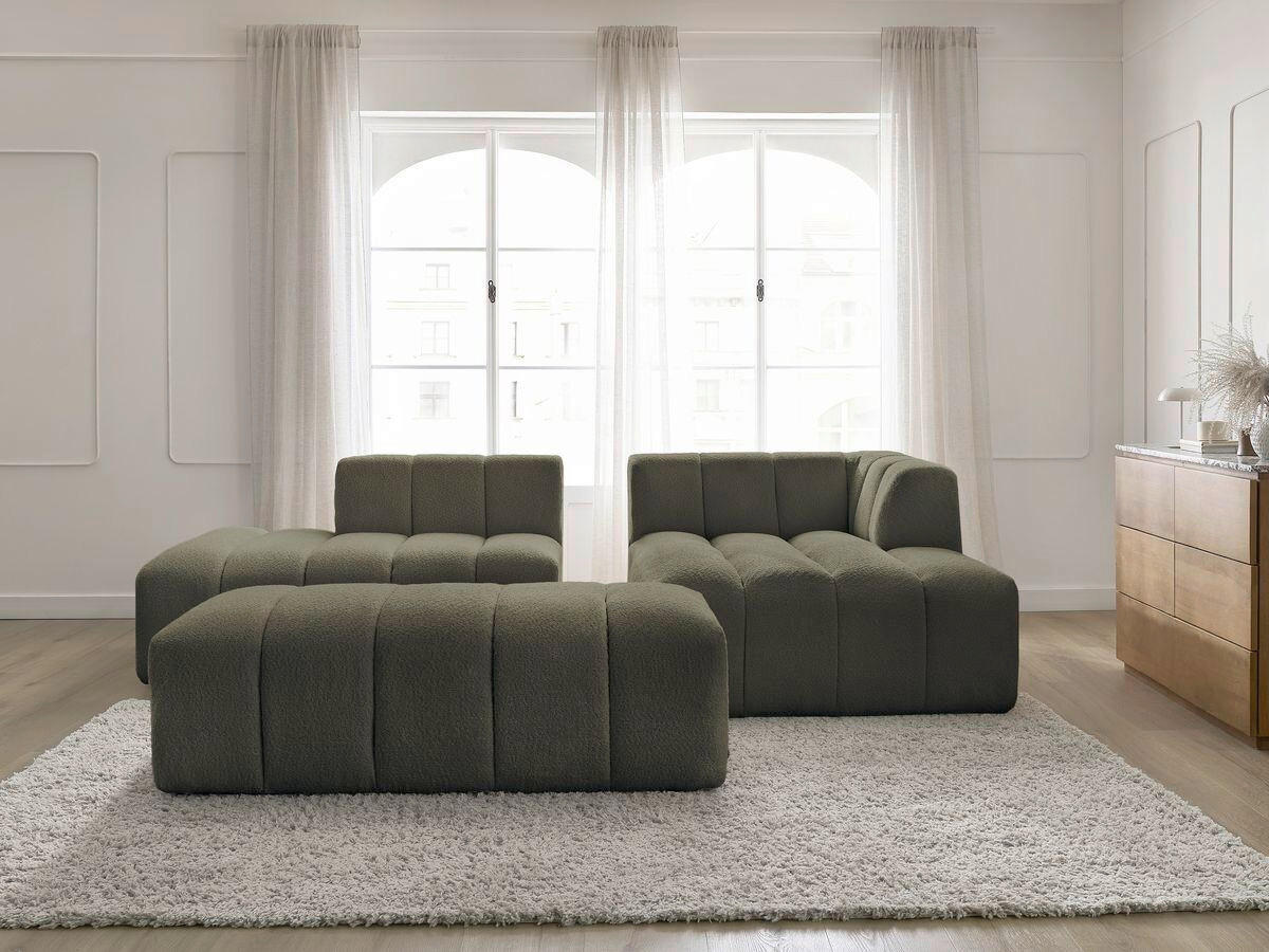 ECKSOFA  ANNECY Grün Bouclé  - Schwarz/Grün, MODERN, Kunststoff/Textil (262/170cm)