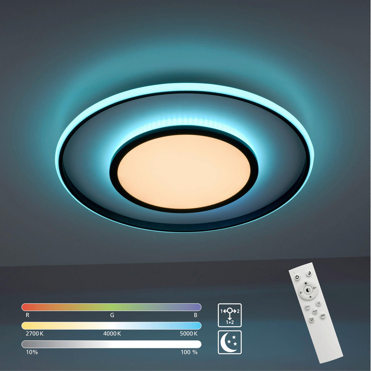 LED-DECKENLEUCHTE Arenda 60/10 cm   - Schwarz, Design, Kunststoff/Metall (60/10cm)