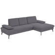 ECKSOFA in Chenille, Mikrofaser Grau  299/157 cm  - Schwarz/Grau, Design, Textil/Metall (299/157cm) - Dieter Knoll