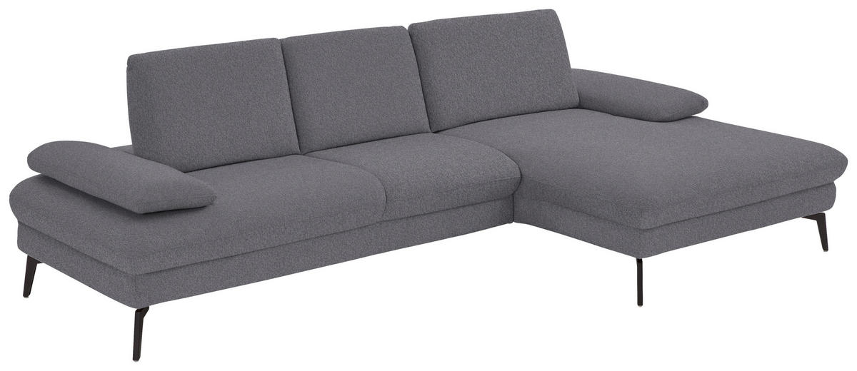 ECKSOFA in Chenille, Mikrofaser Grau  - Schwarz/Grau, Design, Textil/Metall (299/157cm) - Dieter Knoll