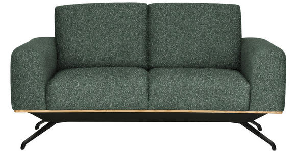 2-SITZER-SOFA in Struktur Grün  - Schwarz/Grau, Design, Holz/Textil (166/85-104/95cm) - Novel