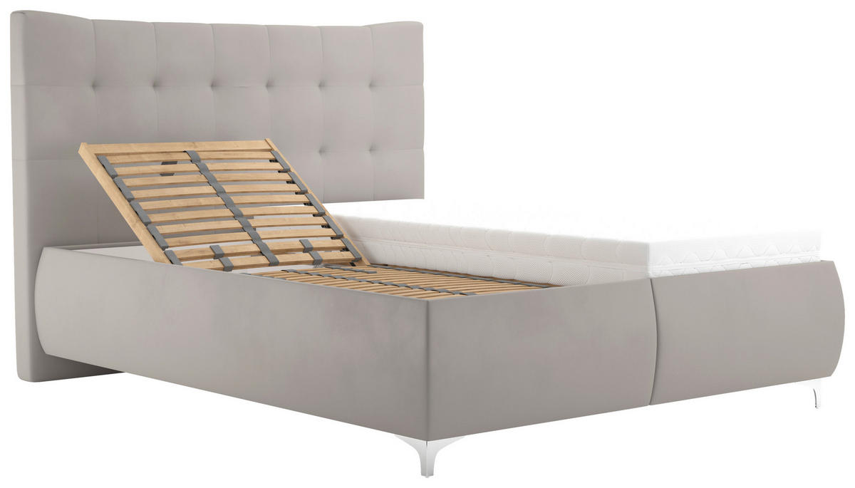 KÁRPITOZOTT ÁGY 160/200 cm  ezüst  - ezüst, Modern, műanyag/faalapú anyag (160/200cm) - Cantus