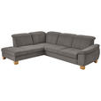 ECKSOFA in Flachgewebe Braun  - Wildeiche/Braun, Natur, Holz/Textil (243/301cm) - Voleo