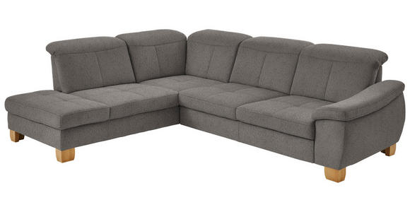 ECKSOFA in Flachgewebe Braun  - Wildeiche/Braun, Natur, Holz/Textil (243/301cm) - Voleo