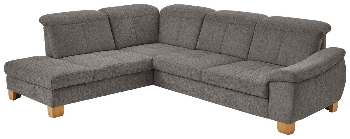 ECKSOFA in Flachgewebe Braun  - Wildeiche/Braun, Natur, Holz/Textil (243/301cm) - Voleo