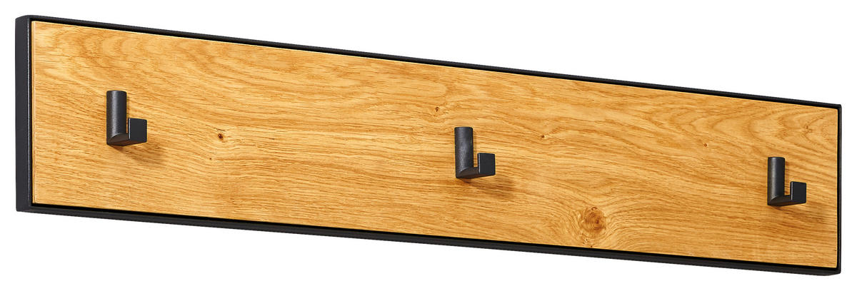 HAKENLEISTE  in Wildeiche furniert Anthrazit, Eichefarben  - Eichefarben/Anthrazit, Natur, Holz/Metall (85/12/3cm) - Linea Natura