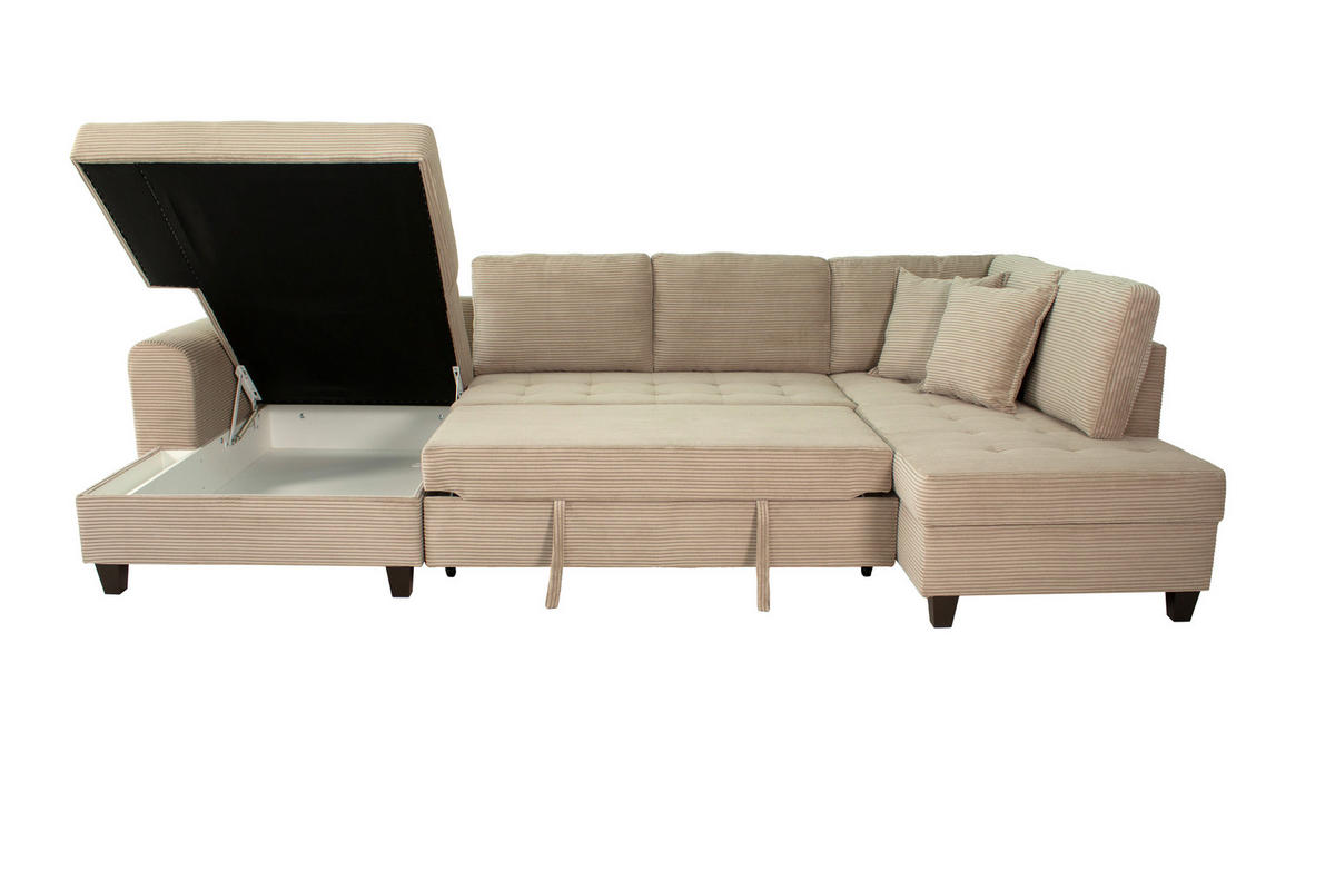 WOHNLANDSCHAFT MORITZ Graubraun Cord  - Graubraun, Trend, Textil (155/324/178cm) - P & B