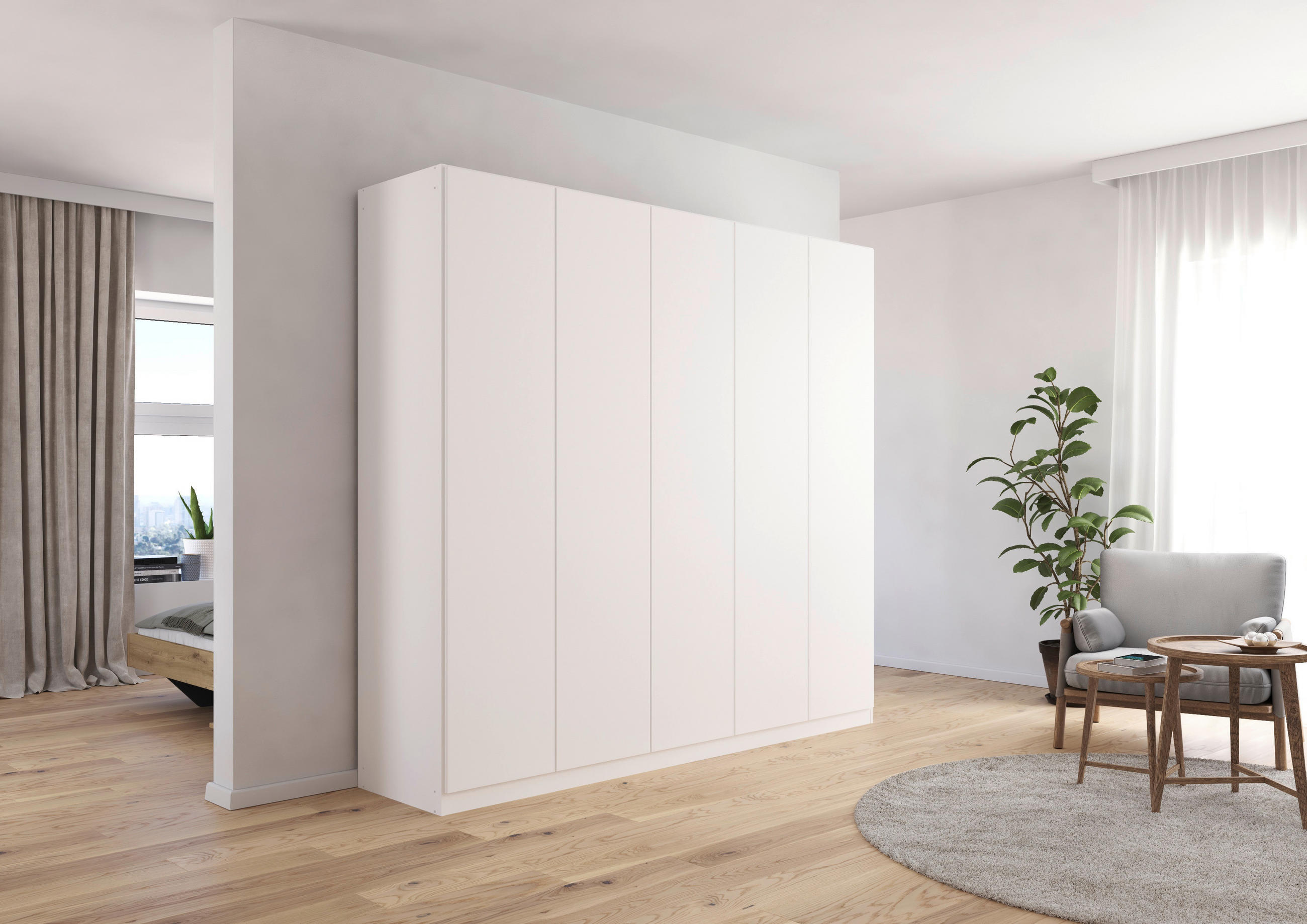 FALTTÜRENSCHRANK in Weiss  - Weiss, Holzwerkstoff (226/210/54cm) - Boxxx
