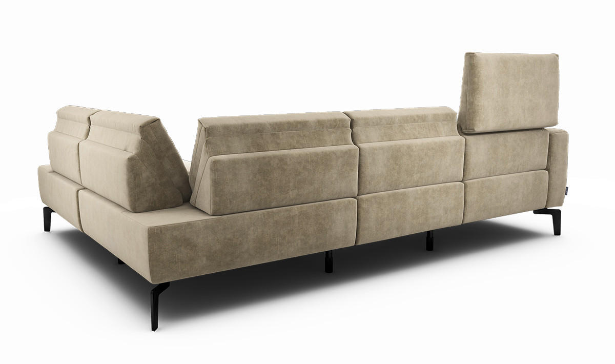 ECKSOFA Cosy Naturfarben Samt  - Schwarz/Naturfarben, Design, Textil/Metall (256/193cm) - SENSOO