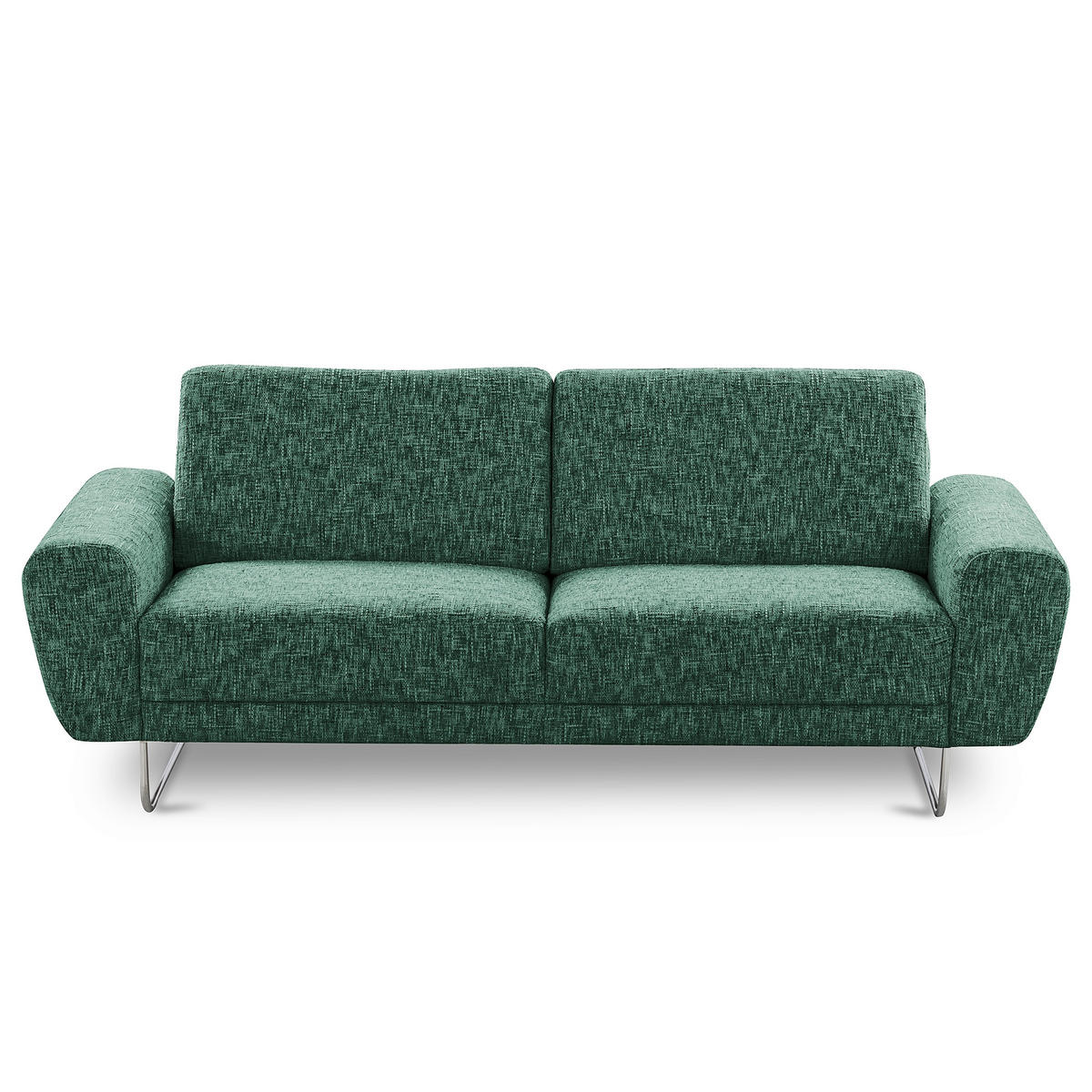 3-SITZER-SOFA SPRING in Webstoff Grün Modern  - Chromfarben/Grün, Design, Textil/Metall (187/85/92cm) - Livetastic
