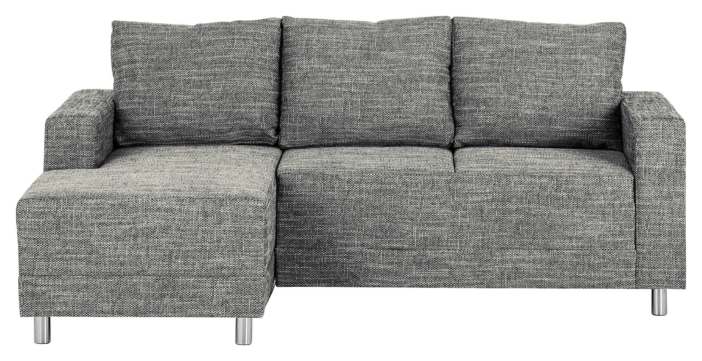 ECKSOFA Grau Struktur  - Chromfarben/Grau, Design, Textil/Metall (144/200cm) - MID.YOU