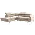 ECKSOFA in Echtleder Creme  - Silberfarben/Creme, Design, Leder/Metall (220/270cm) - Novel