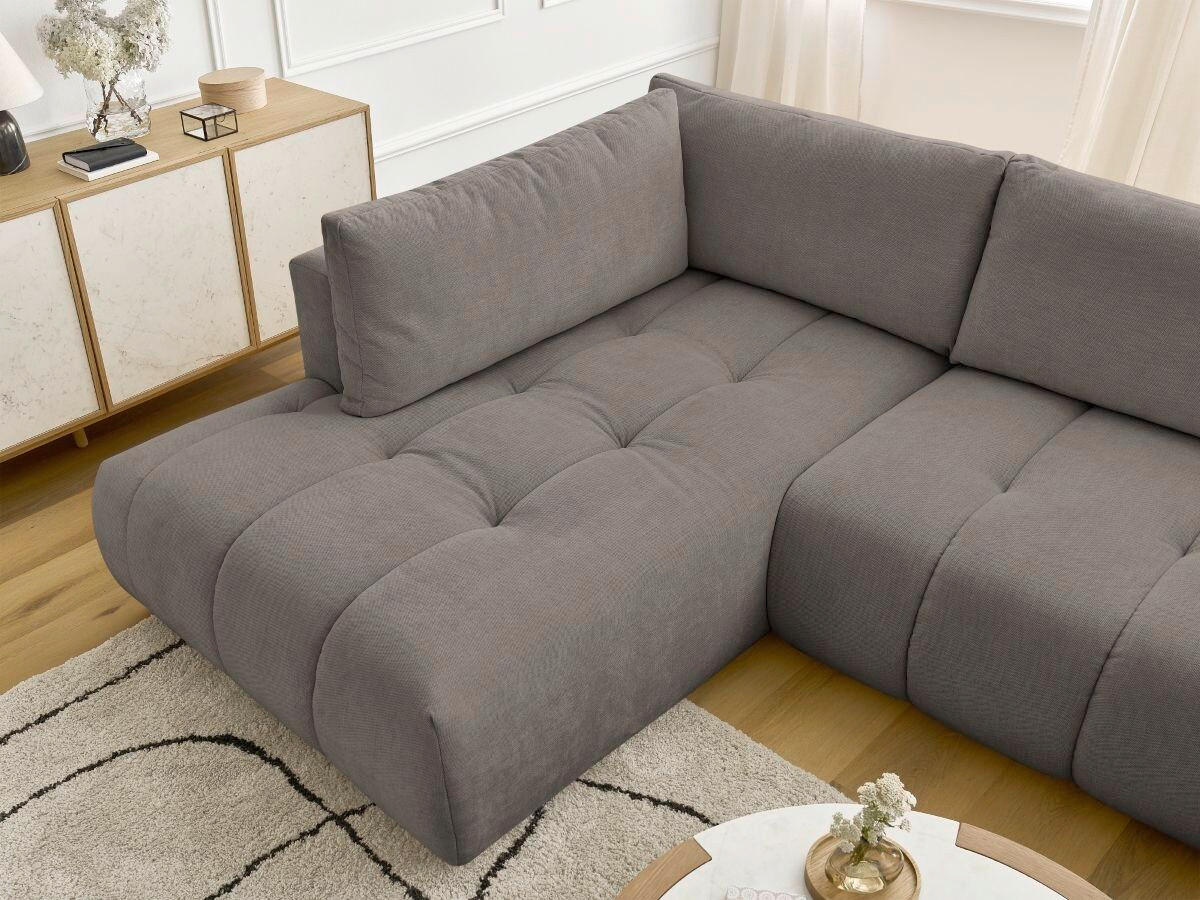WOHNLANDSCHAFT  FUJI  Taupe Leinenoptik  - Taupe/Schwarz, MODERN, Kunststoff/Textil (204/377/160cm)