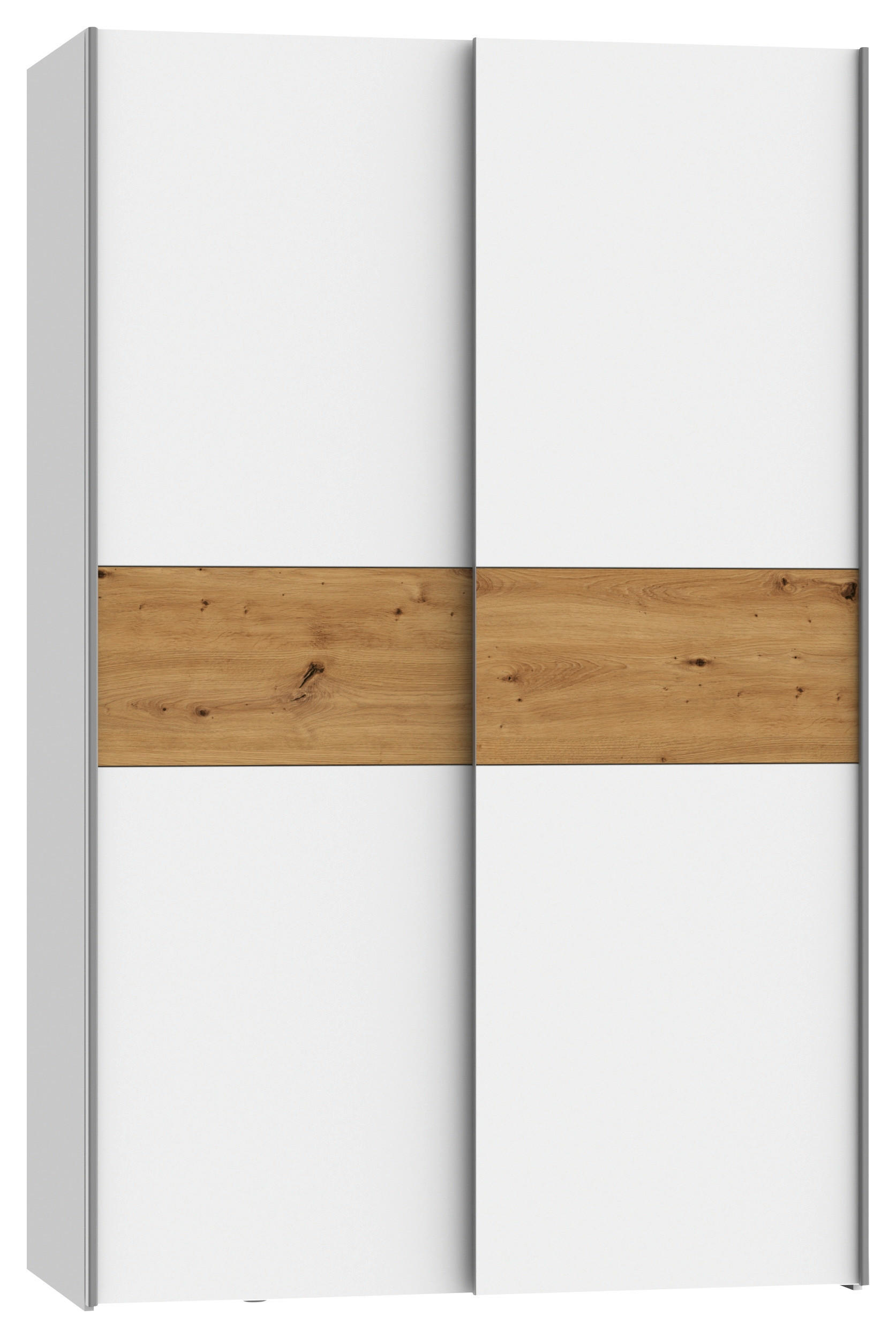 SKŘÍŇ S POSOUVACÍMI DVEŘMI, bílá, barvy dubu, 120/190,5/61,2 cm - bílá/barvy dubu, Design, kov/kompozitní dřevo (120/190,5/61,2cm) - Carryhome