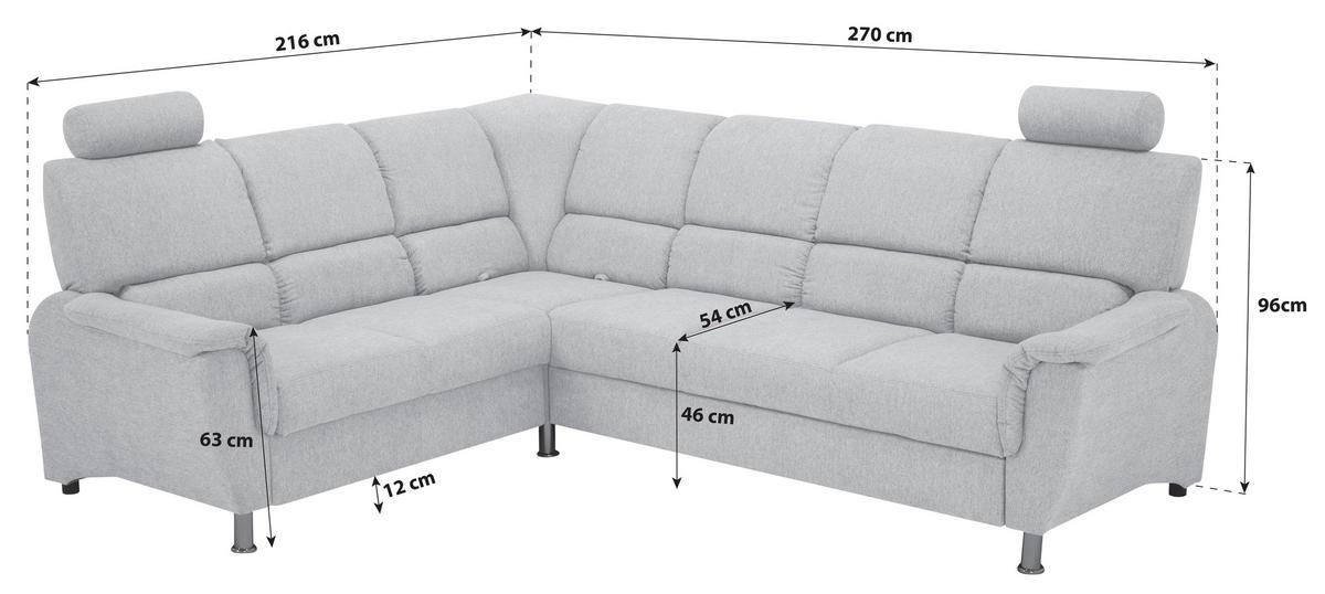 UGAONA GARNITURA plava  - srebrna/crna, Dizajnerski, drvo/tekstil (216/270cm) - Livetastic