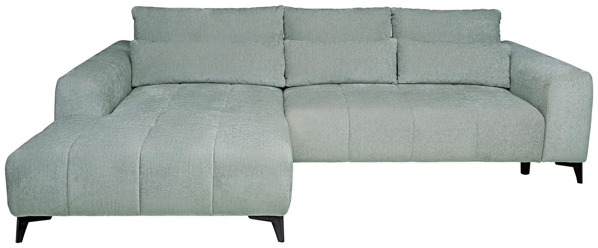 HÖRNSOFFA i chenille ljusgrå  - ljusgrå/svart, Klassisk, textil/plast (222/279cm) - MID.YOU